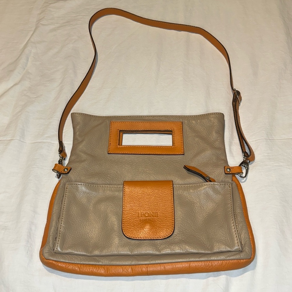 I PONTI FIRENZE Italian Convertible Fold Over Leather Crossbody Purse EUC